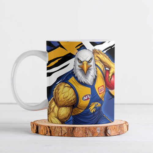 West Coast Eagles Ceramic Mug Eagles Muscular Mascot Graphic - Abstract Paint Splatter Art