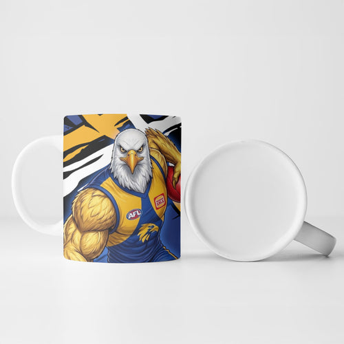 West Coast Eagles Ceramic Mug Eagles Muscular Mascot Graphic - Abstract Paint Splatter Art
