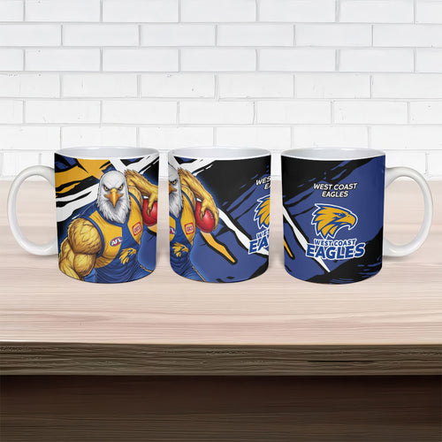 West Coast Eagles Ceramic Mug Eagles Muscular Mascot Graphic - Abstract Paint Splatter Art