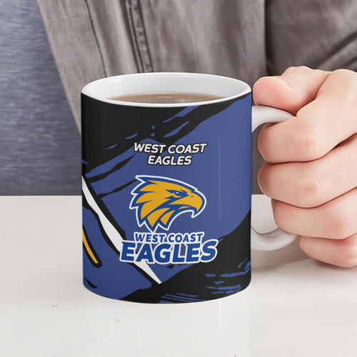 West Coast Eagles Ceramic Mug Eagles Muscular Mascot Graphic - Abstract Paint Splatter Art
