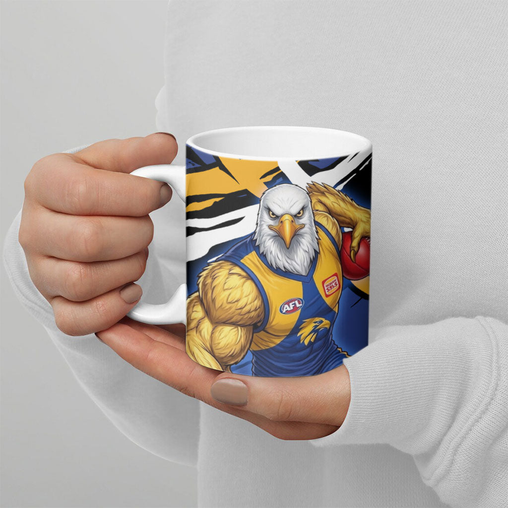 West Coast Eagles Ceramic Mug Eagles Muscular Mascot Graphic - Abstract Paint Splatter Art
