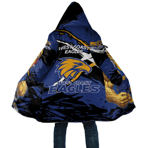 West Coast Eagles Cloak Eagles Muscular Mascot Graphic - Abstract Paint Splatter Art