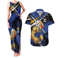 West Coast Eagles Couples Matching Tank Maxi Dress and Hawaiian Shirt Eagles Muscular Mascot Graphic - Abstract Paint Splatter Art