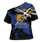 West Coast Eagles Cross Shoulder Shirt Eagles Muscular Mascot Graphic - Abstract Paint Splatter Art