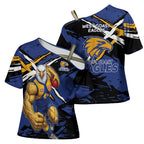 West Coast Eagles Cross Shoulder Shirt Eagles Muscular Mascot Graphic - Abstract Paint Splatter Art