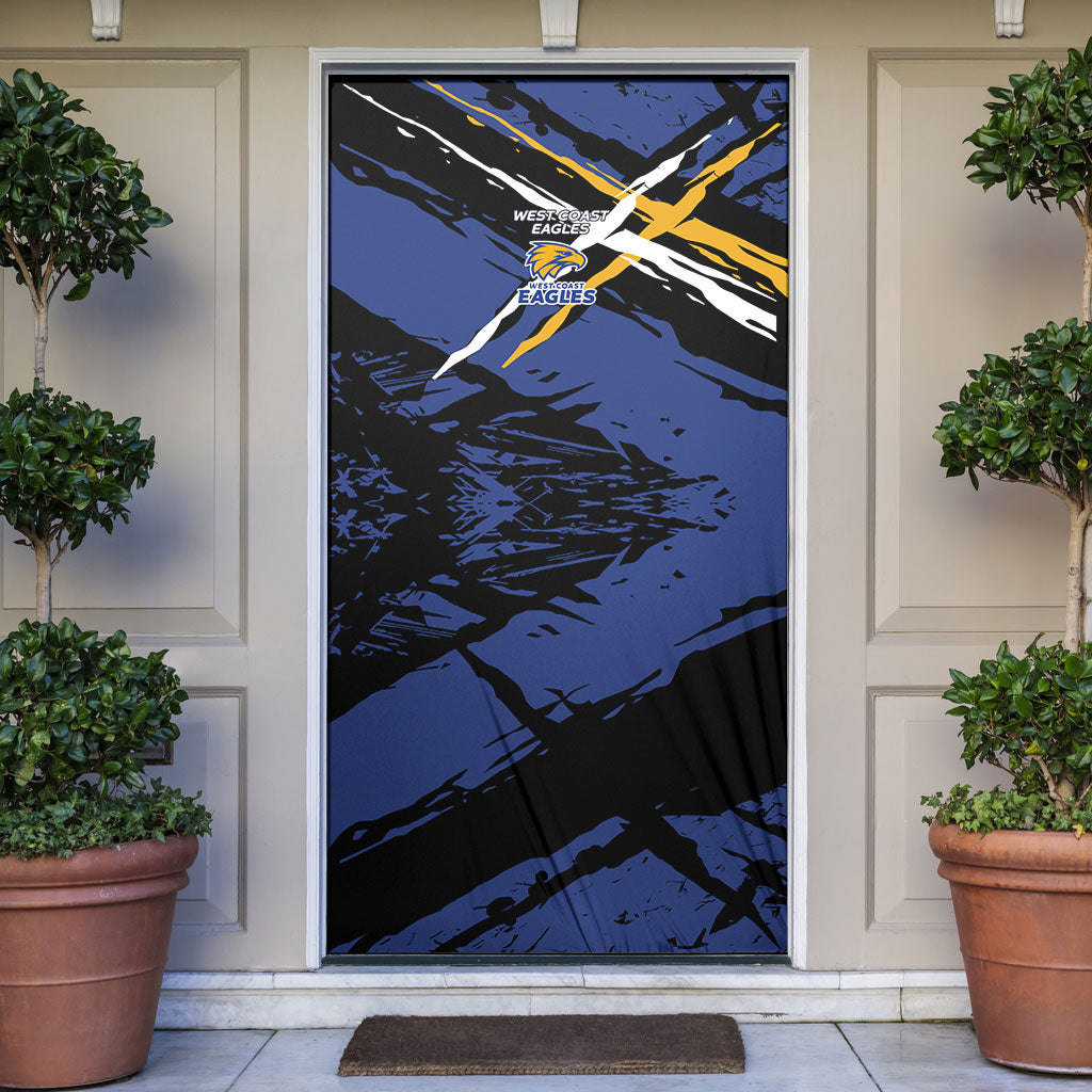 West Coast Eagles Door Cover Eagles Muscular Mascot Graphic - Abstract Paint Splatter Art