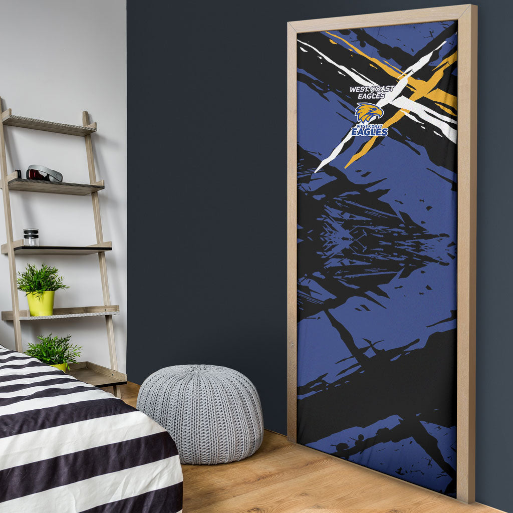 West Coast Eagles Door Cover Eagles Muscular Mascot Graphic - Abstract Paint Splatter Art