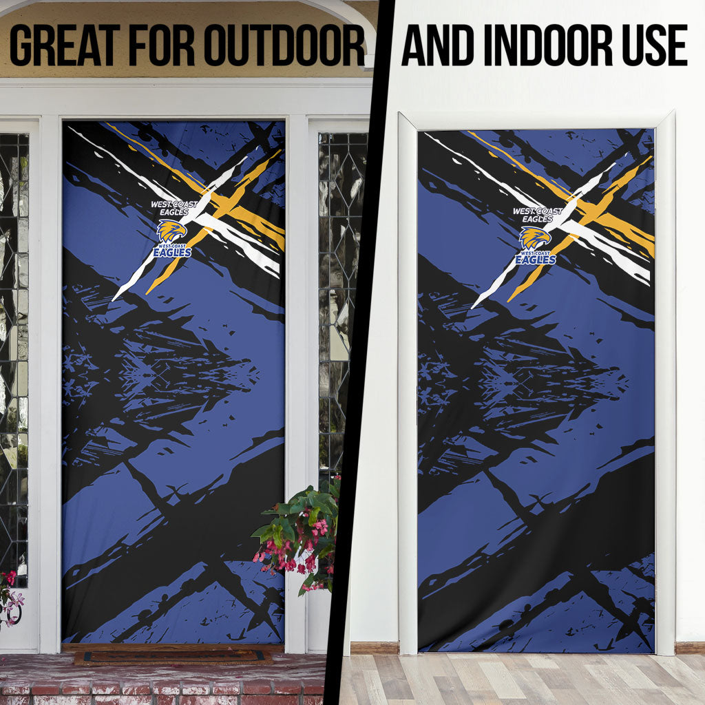 West Coast Eagles Door Cover Eagles Muscular Mascot Graphic - Abstract Paint Splatter Art