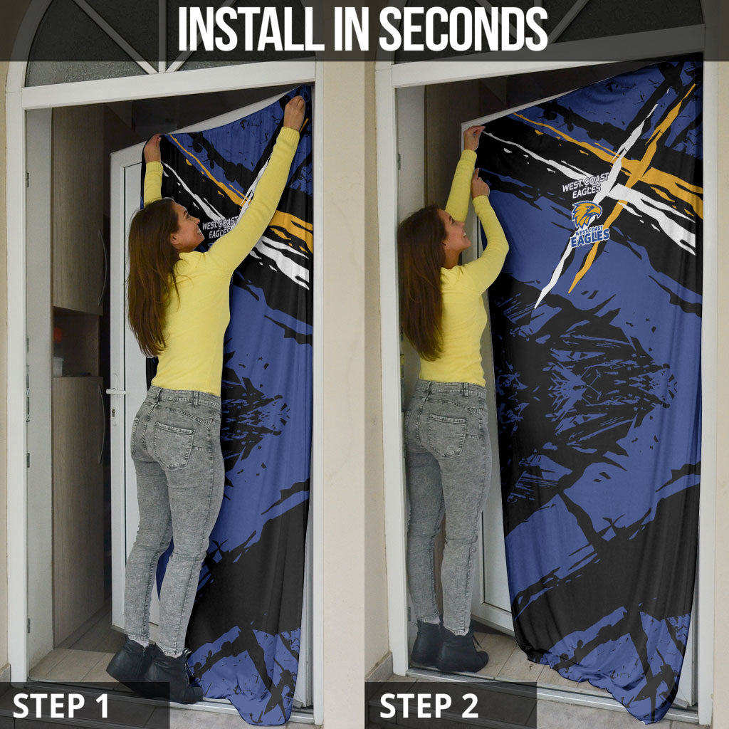 West Coast Eagles Door Cover Eagles Muscular Mascot Graphic - Abstract Paint Splatter Art