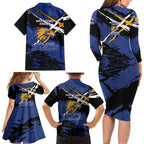 West Coast Eagles Family Matching Long Sleeve Bodycon Dress and Hawaiian Shirt Eagles Muscular Mascot Graphic - Abstract Paint Splatter Art