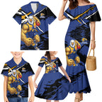 West Coast Eagles Family Matching Mermaid Dress and Hawaiian Shirt Eagles Muscular Mascot Graphic - Abstract Paint Splatter Art
