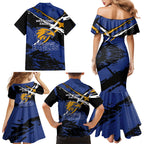 West Coast Eagles Family Matching Mermaid Dress and Hawaiian Shirt Eagles Muscular Mascot Graphic - Abstract Paint Splatter Art