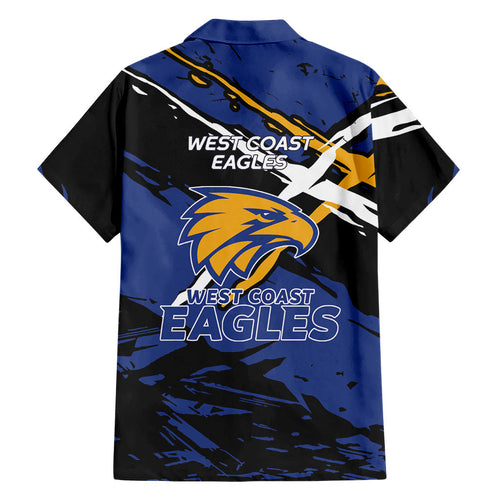 West Coast Eagles Family Matching Mermaid Dress and Hawaiian Shirt Eagles Muscular Mascot Graphic - Abstract Paint Splatter Art