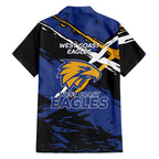 West Coast Eagles Family Matching Off The Shoulder Long Sleeve Dress and Hawaiian Shirt Eagles Muscular Mascot Graphic - Abstract Paint Splatter Art