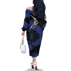 West Coast Eagles Family Matching Off The Shoulder Long Sleeve Dress and Hawaiian Shirt Eagles Muscular Mascot Graphic - Abstract Paint Splatter Art