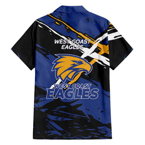West Coast Eagles Family Matching Puletasi and Hawaiian Shirt Eagles Muscular Mascot Graphic - Abstract Paint Splatter Art