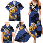 West Coast Eagles Family Matching Summer Maxi Dress and Hawaiian Shirt Eagles Muscular Mascot Graphic - Abstract Paint Splatter Art
