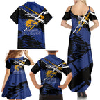 West Coast Eagles Family Matching Summer Maxi Dress and Hawaiian Shirt Eagles Muscular Mascot Graphic - Abstract Paint Splatter Art