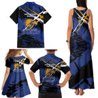 West Coast Eagles Family Matching Tank Maxi Dress and Hawaiian Shirt Eagles Muscular Mascot Graphic - Abstract Paint Splatter Art