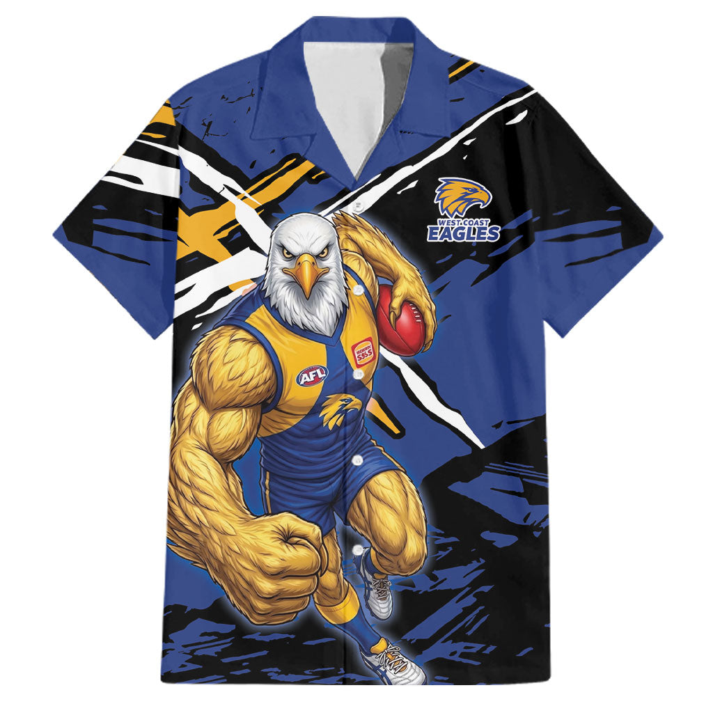 West Coast Eagles Family Matching Tank Maxi Dress and Hawaiian Shirt Eagles Muscular Mascot Graphic - Abstract Paint Splatter Art