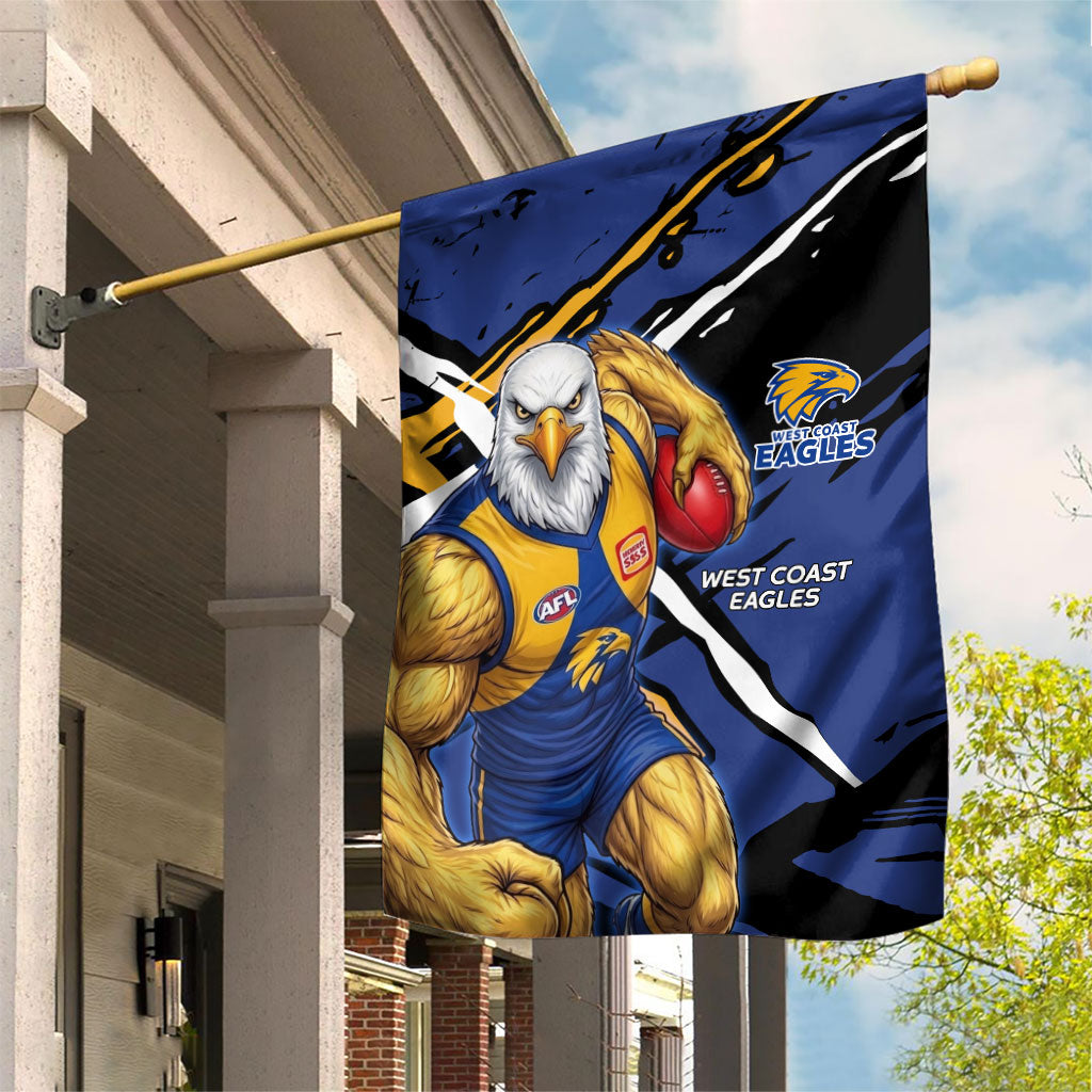 West Coast Eagles Garden Flag Eagles Muscular Mascot Graphic - Abstract Paint Splatter Art