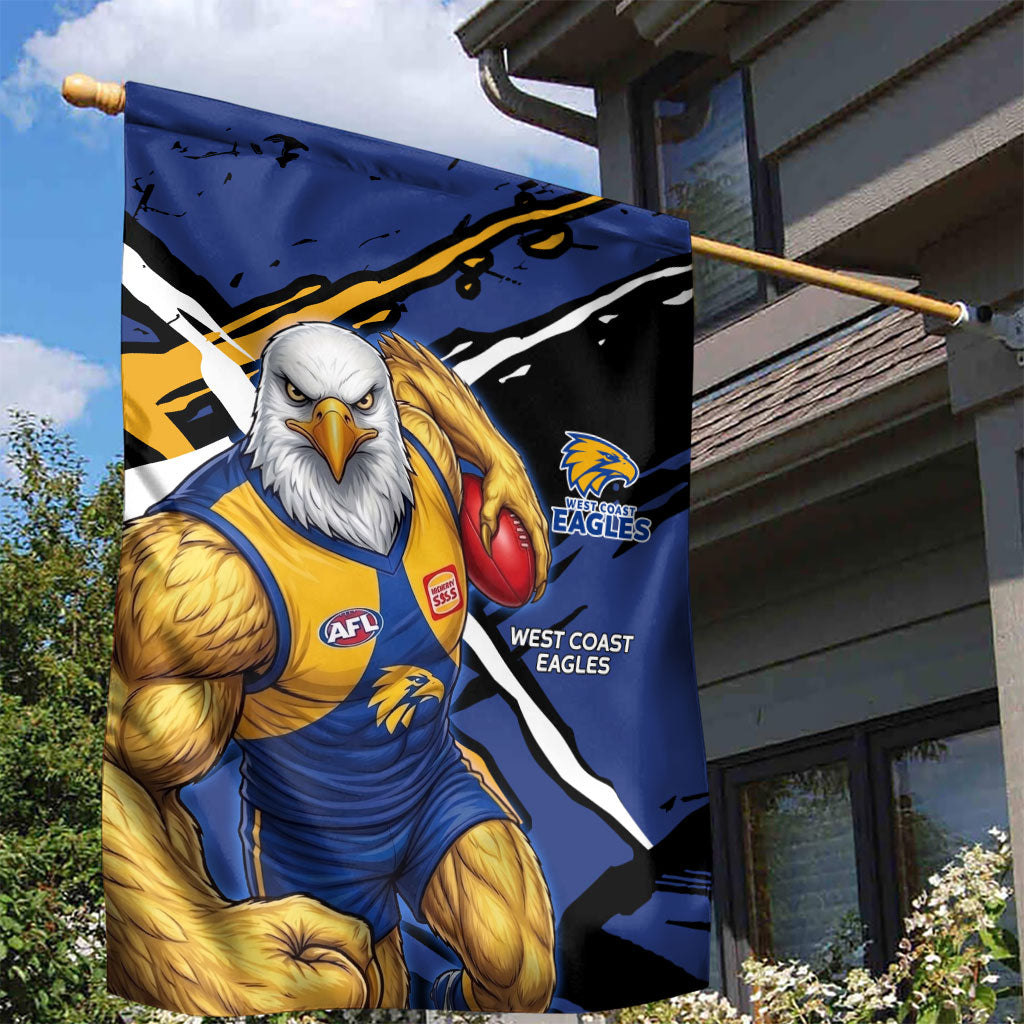 West Coast Eagles Garden Flag Eagles Muscular Mascot Graphic - Abstract Paint Splatter Art