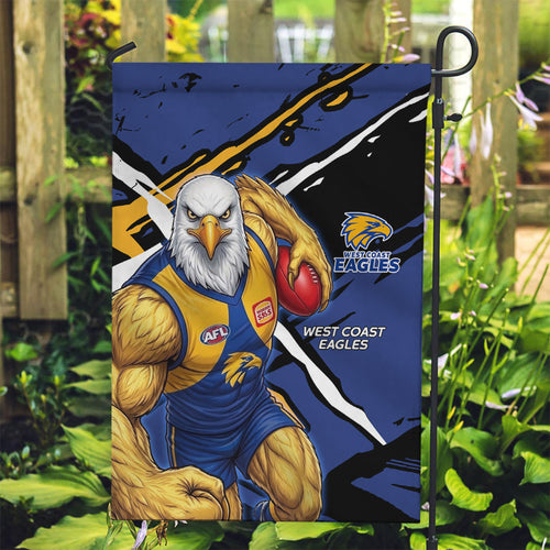 West Coast Eagles Garden Flag Eagles Muscular Mascot Graphic - Abstract Paint Splatter Art