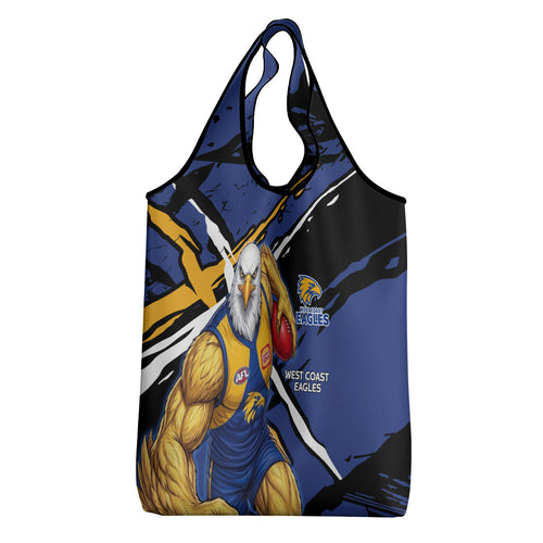 West Coast Eagles Grocery Bag Eagles Muscular Mascot Graphic - Abstract Paint Splatter Art