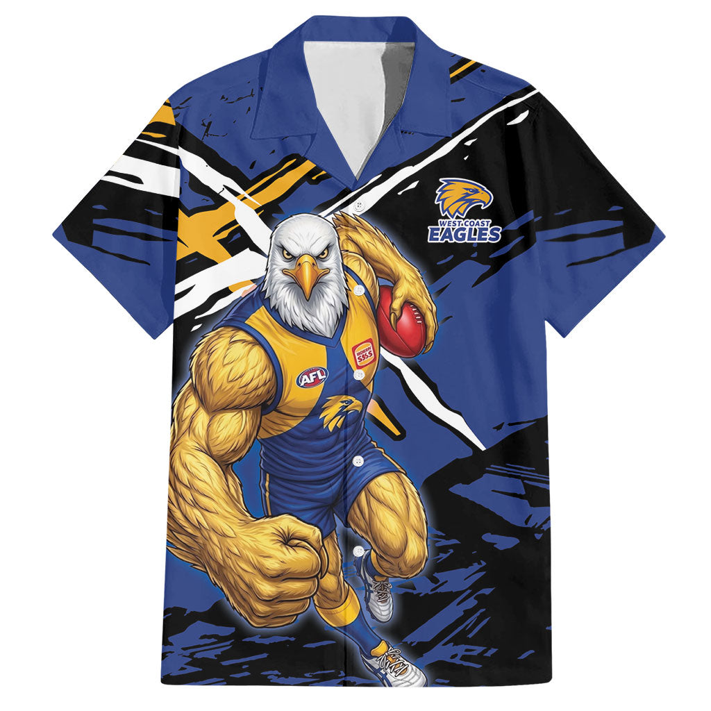 West Coast Eagles Hawaiian Shirt Eagles Muscular Mascot Graphic - Abstract Paint Splatter Art
