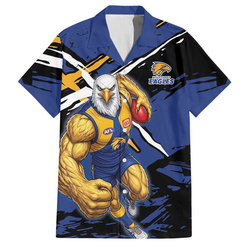 West Coast Eagles Hawaiian Shirt Eagles Muscular Mascot Graphic - Abstract Paint Splatter Art