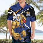 West Coast Eagles Hawaiian Shirt Eagles Muscular Mascot Graphic - Abstract Paint Splatter Art