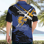West Coast Eagles Hawaiian Shirt Eagles Muscular Mascot Graphic - Abstract Paint Splatter Art