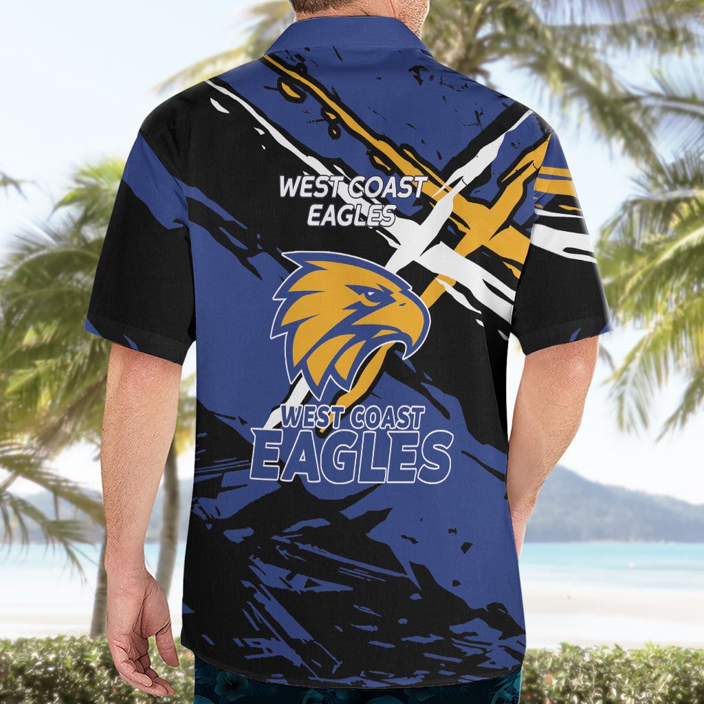 West Coast Eagles Hawaiian Shirt Eagles Muscular Mascot Graphic - Abstract Paint Splatter Art