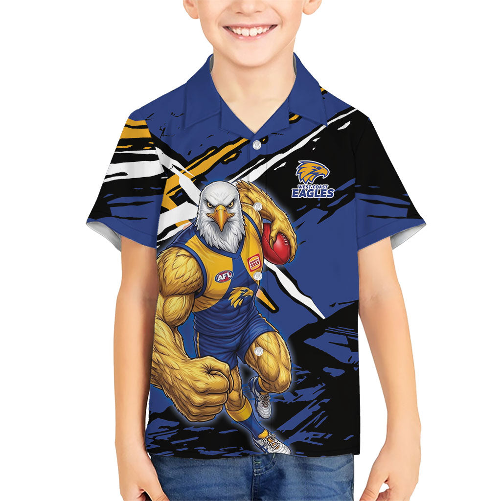 West Coast Eagles Hawaiian Shirt Eagles Muscular Mascot Graphic - Abstract Paint Splatter Art