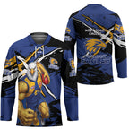 West Coast Eagles Hockey Jersey Eagles Muscular Mascot Graphic - Abstract Paint Splatter Art