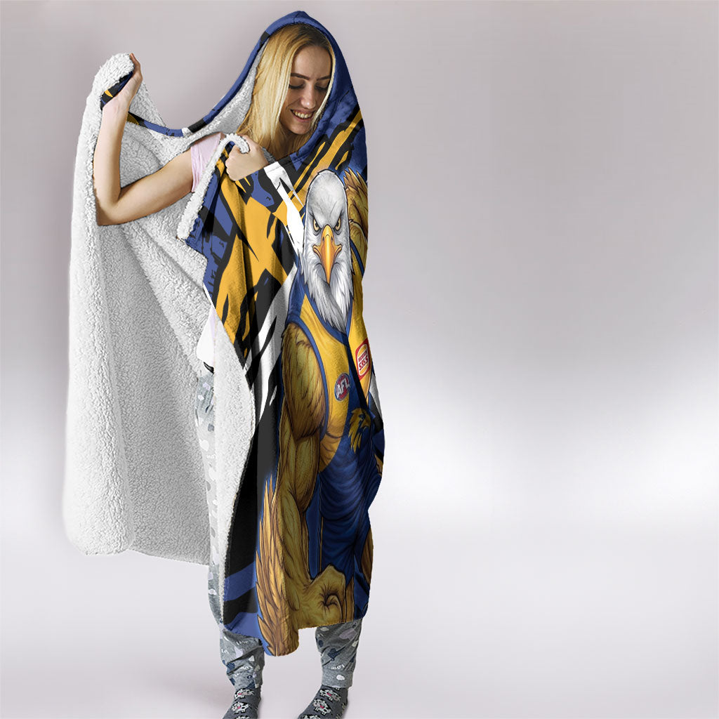 West Coast Eagles Hooded Blanket Eagles Muscular Mascot Graphic - Abstract Paint Splatter Art