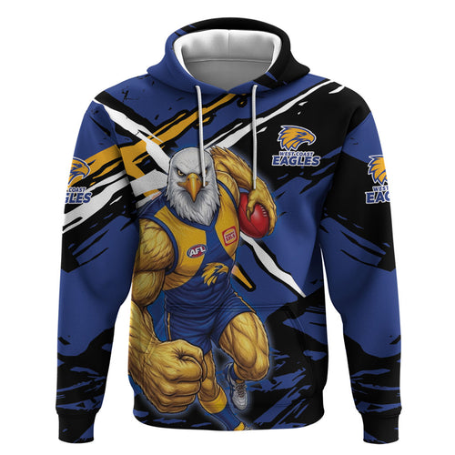 West Coast Eagles Hoodie Eagles Muscular Mascot Graphic - Abstract Paint Splatter Art