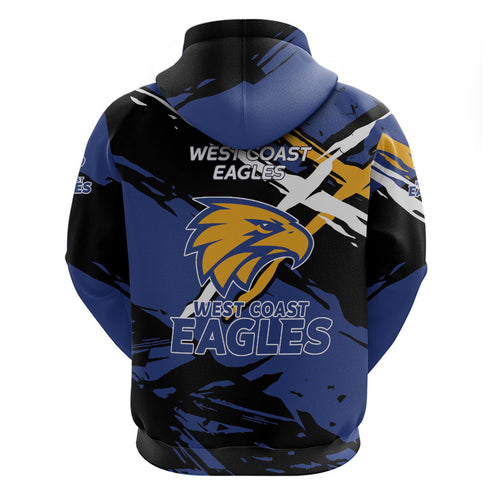 West Coast Eagles Hoodie Eagles Muscular Mascot Graphic - Abstract Paint Splatter Art