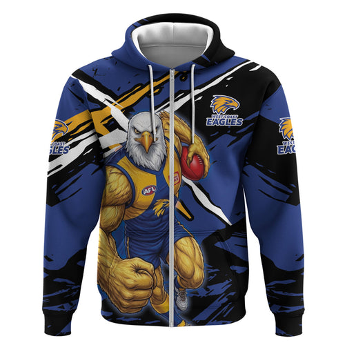 West Coast Eagles Hoodie Eagles Muscular Mascot Graphic - Abstract Paint Splatter Art