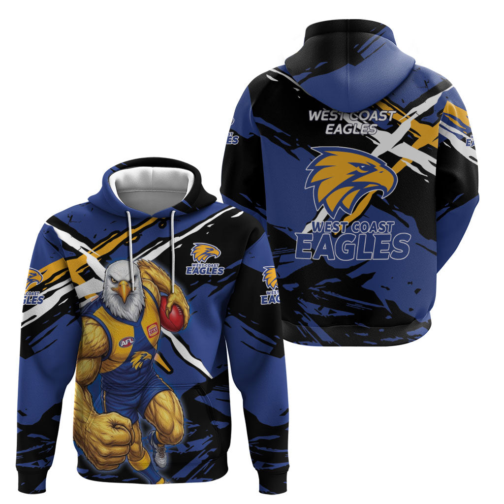 West Coast Eagles Hoodie Eagles Muscular Mascot Graphic - Abstract Paint Splatter Art
