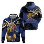 West Coast Eagles Hoodie Eagles Muscular Mascot Graphic - Abstract Paint Splatter Art