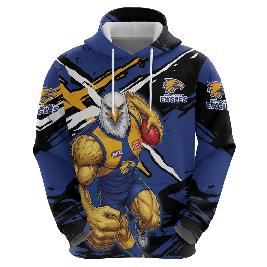 West Coast Eagles Hoodie Eagles Muscular Mascot Graphic - Abstract Paint Splatter Art