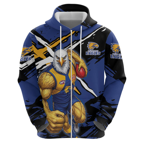 West Coast Eagles Hoodie Eagles Muscular Mascot Graphic - Abstract Paint Splatter Art