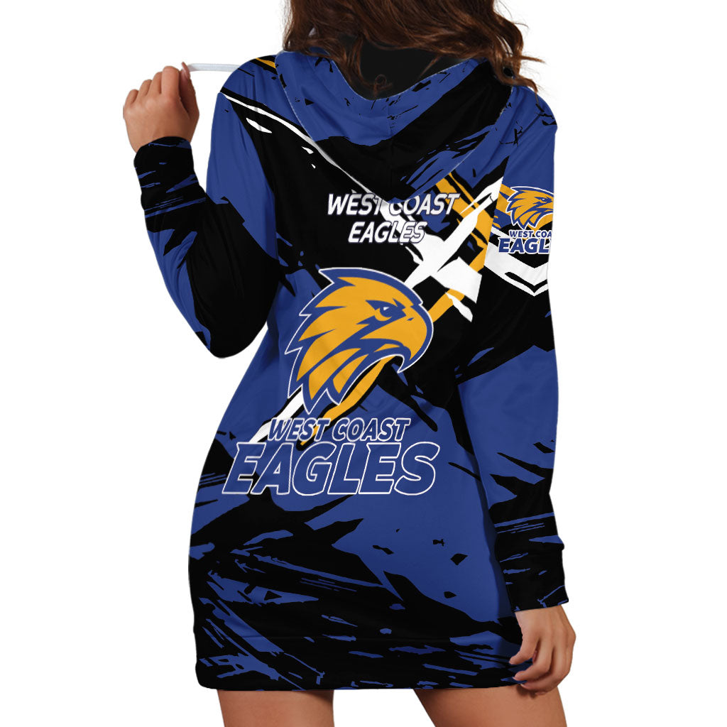 West Coast Eagles Hoodie Dress Eagles Muscular Mascot Graphic - Abstract Paint Splatter Art