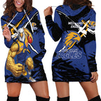 West Coast Eagles Hoodie Dress Eagles Muscular Mascot Graphic - Abstract Paint Splatter Art