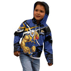 West Coast Eagles Kid Hoodie Eagles Muscular Mascot Graphic - Abstract Paint Splatter Art