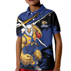 West Coast Eagles Kid Polo Shirt Eagles Muscular Mascot Graphic - Abstract Paint Splatter Art