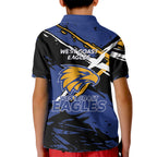 West Coast Eagles Kid Polo Shirt Eagles Muscular Mascot Graphic - Abstract Paint Splatter Art