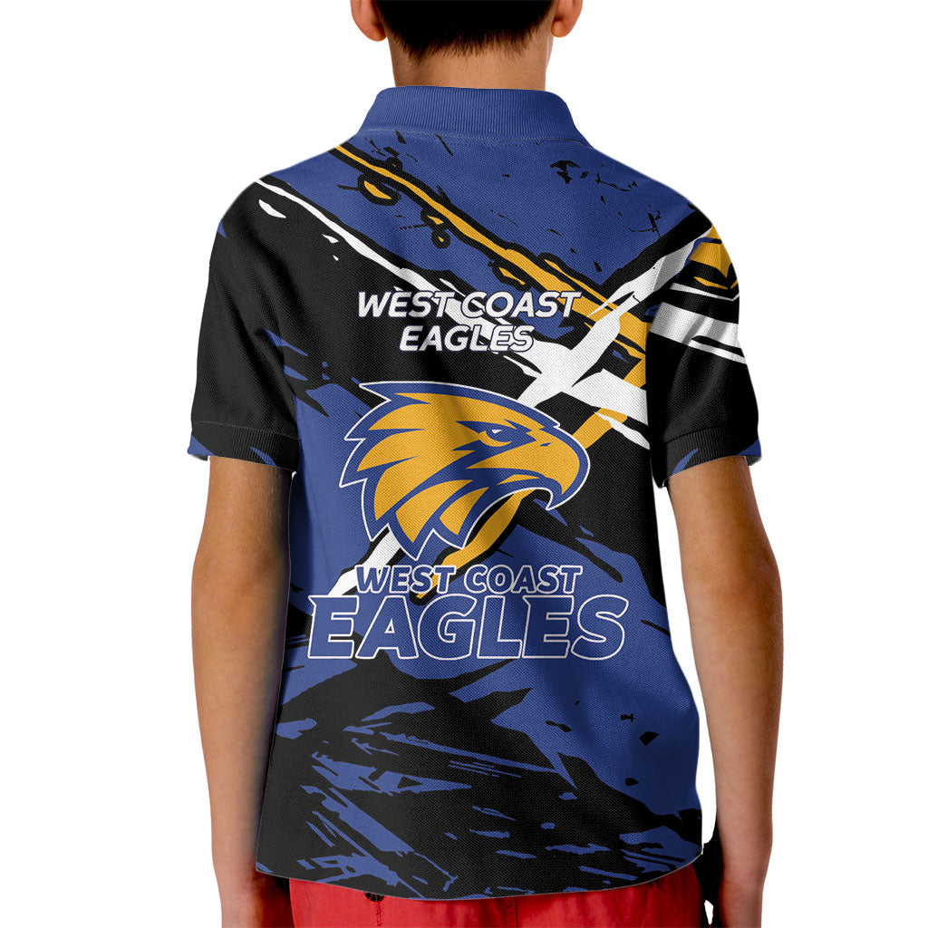 West Coast Eagles Kid Polo Shirt Eagles Muscular Mascot Graphic - Abstract Paint Splatter Art