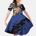 West Coast Eagles Kid Short Sleeve Dress Eagles Muscular Mascot Graphic - Abstract Paint Splatter Art